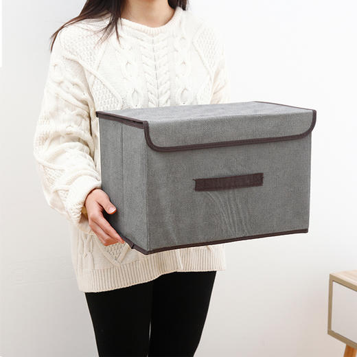 桌面塑料收纳盒6个 家用布艺折叠收纳箱  家居塑料收纳箱 玩具衣服被褥收纳 商品图1