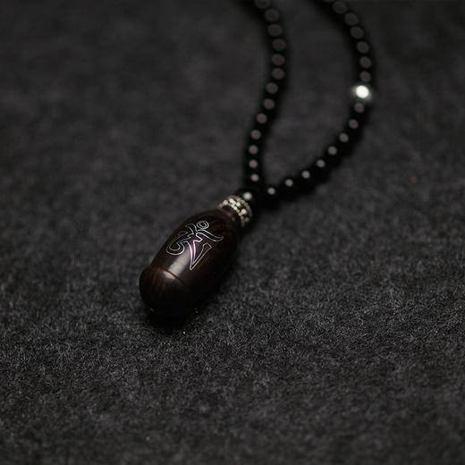 药师佛黑玛瑙项链 车挂 紫光檀镶嵌种子字  925银配件 西藏祝福礼物 商品图5