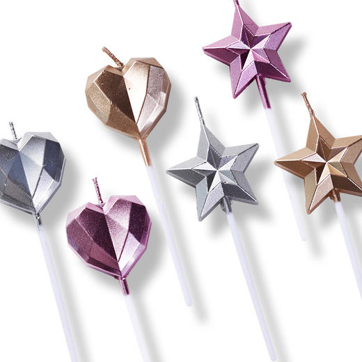 钻石星心蜡烛 独立包装 蛋糕装饰蜡烛 五角星 爱心蛋糕蜡烛 商品图1