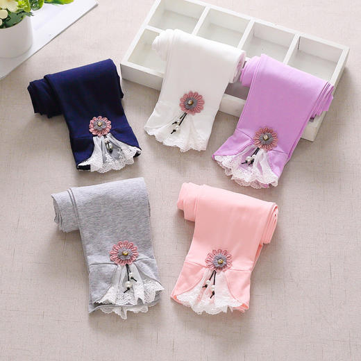 DFN-5008女童打底裤夏季薄款2020新款韩版儿童白色纯棉时尚针织长裤 商品图1