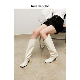 lost in echo 设计师原创 方头直筒圆跟膝下靴