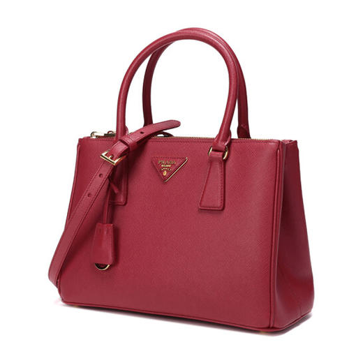 PRADA 普拉达 女士 Galleria 中号 Saffiano 皮革三角形金属刻字徽标提挎包 玫红色 1BA863 NZV F068Z OOO 商品图2