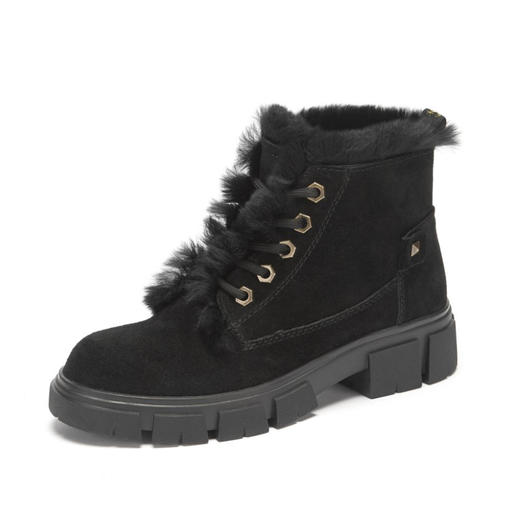 西村名物2019冬季新款女加绒时尚高帮绒面短靴X29DS40321 商品图7