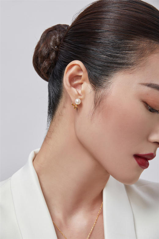 Pearl moments 南红 方寸间 肥方珍珠耳夹 商品图3