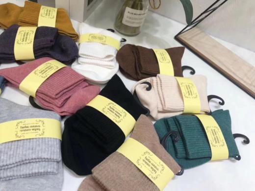 日本tutu羊毛袜图腾袜居家袜纯棉地板袜纯色条纹简单百搭一组五双十双袜子七夕情人节 商品图9