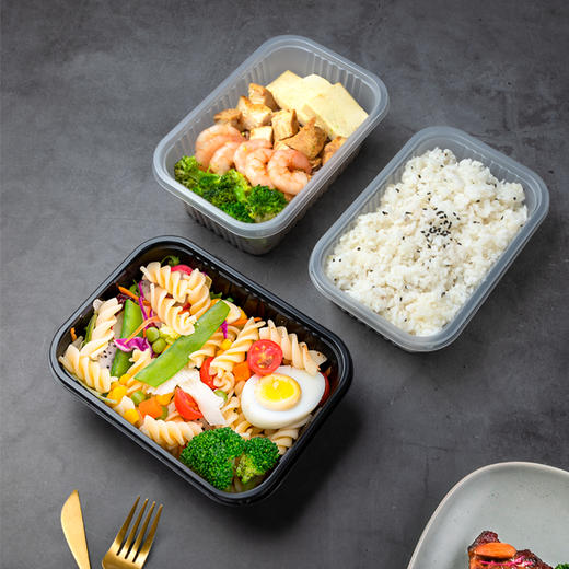 喇叭花一次性餐盒方盒瓦楞外卖塑料饭盒快餐盒长方形便当盒200套