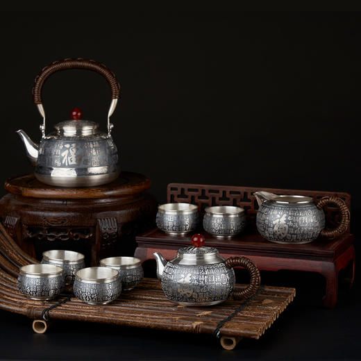 百福骈臻-纯银茶壶套装摆件【BXYL0020609】2010 商品图0