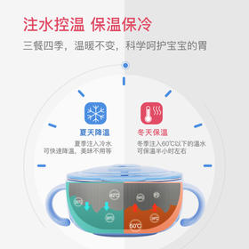 Richell利其尔不锈钢注水碗注水餐盘宝宝辅食碗儿童餐具分格盘