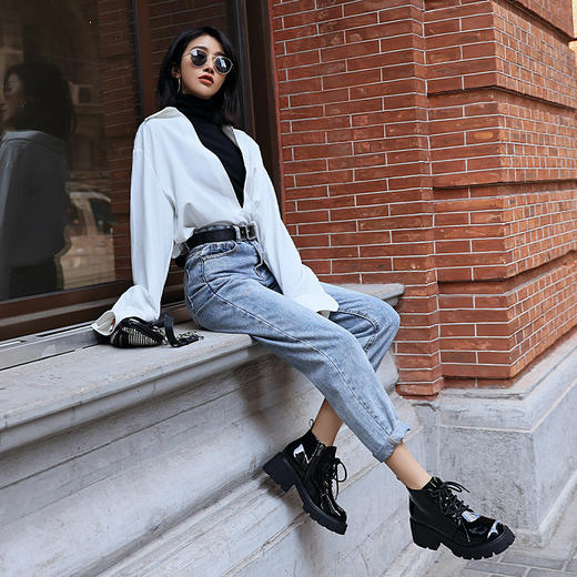 Safiya索菲娅苏格兰高地子弹靴2020新款漆皮休闲女短靴SF04116334 商品图4