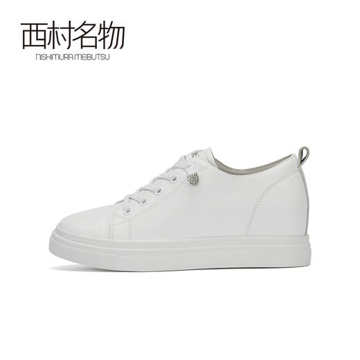 西村名物2020秋季新款系带元气小白鞋纯色牛皮革休闲运动鞋X20CM32671 商品图1