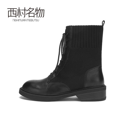 西村名物2020冬季新款暗黑马丁靴系带中跟简约休闲时尚短靴X20DS40311 商品图3