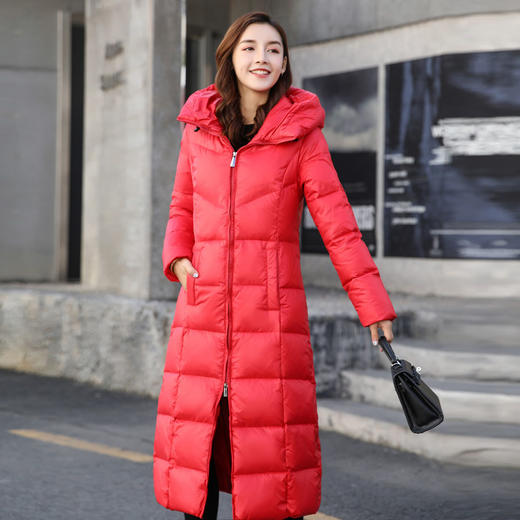 上海旗袍厂SMD-0366加长款长过膝超长款加厚女士加厚连帽羽绒服 商品图1
