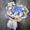 眷念你     1个蓝色绣球，19朵混搭玫瑰，尤加利，桔梗搭配！ 商品缩略图0