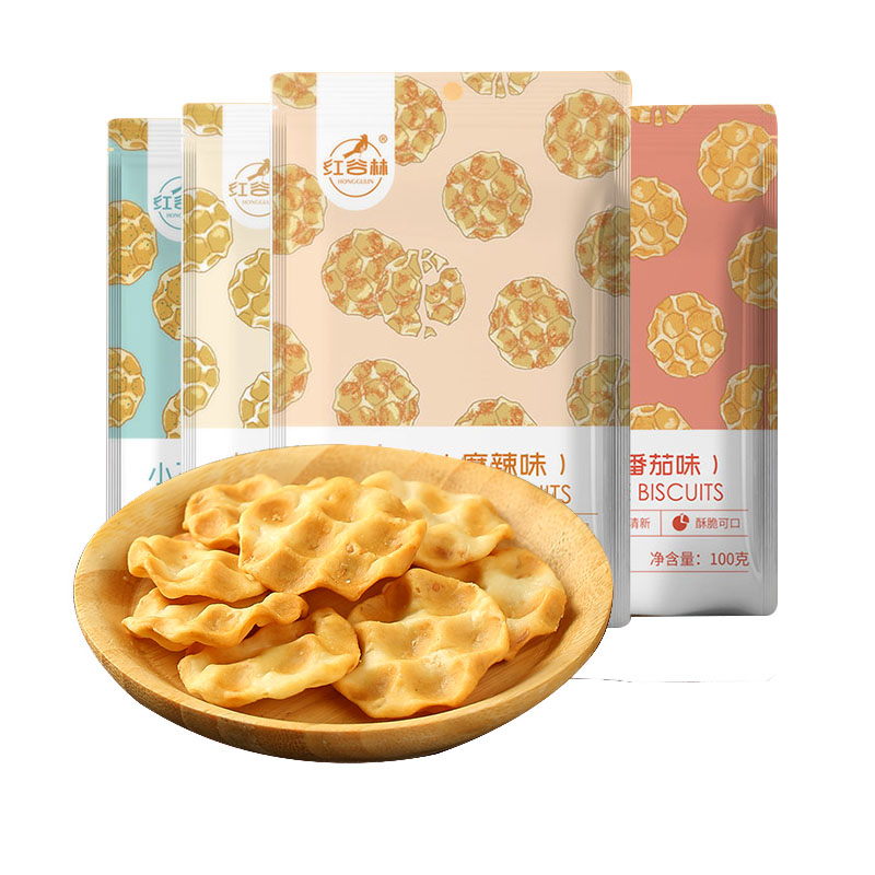 【红谷林小石子饼100g*8袋装丨美味零食】陕西特色美食，严选原料食材，古法传承工艺制作，色泽金黄，麦香清新，酥脆可口。