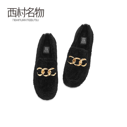 西村名物2020秋季新款净版钻扣豆豆鞋柔软羊毛净版鞋面女鞋X20CM32391 商品图3
