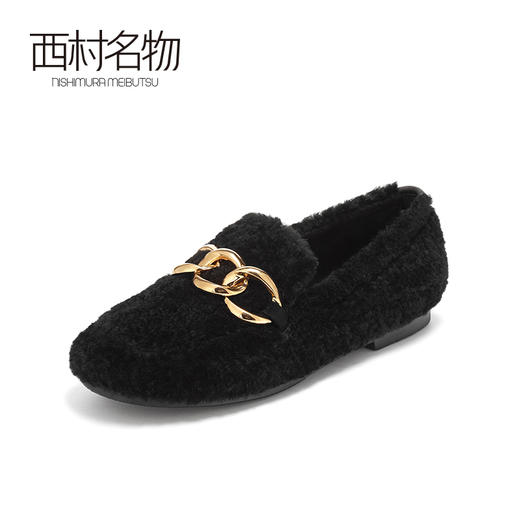 西村名物2020秋季新款净版钻扣豆豆鞋柔软羊毛净版鞋面女鞋X20CM32391 商品图1