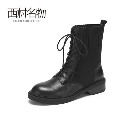 西村名物2020冬季新款暗黑马丁靴系带中跟简约休闲时尚短靴X20DS40311 商品图1