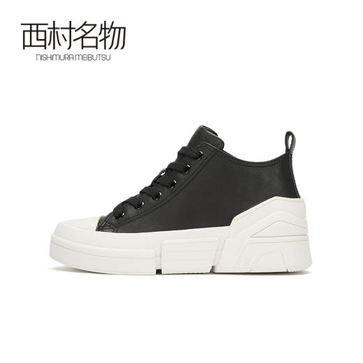 西村名物2020秋季新款小白鞋牛皮革潮流拼接时尚休闲板鞋X20CM32681 商品图2