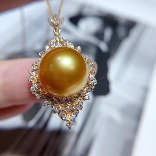 金珠吊坠大牌范儿十足金闪闪的金珠皮光巨美正圆极光颜色浓珠质非常好