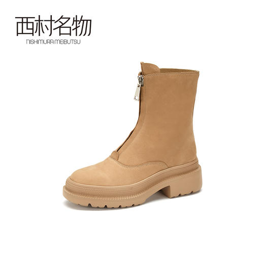 西村名物2020冬季新款牛皮女靴成型底圆头朋克风厚底鬼帝靴X20DS41691 商品图1