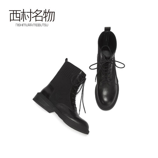 西村名物2020冬季新款暗黑马丁靴系带中跟简约休闲时尚短靴X20DS40311 商品图4