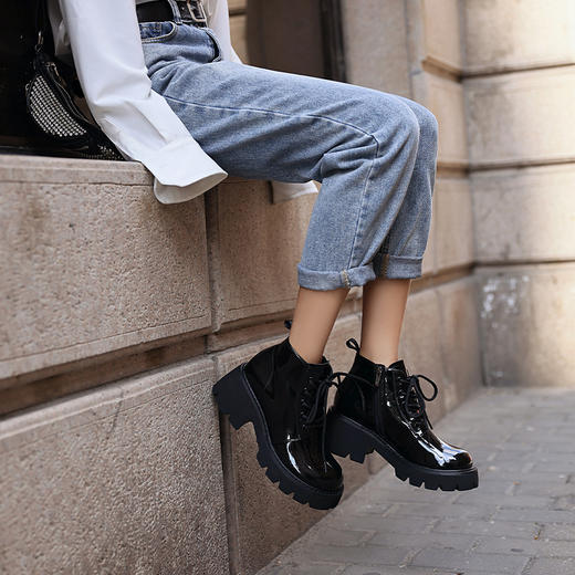 Safiya索菲娅苏格兰高地子弹靴2020新款漆皮休闲女短靴SF04116334 商品图0