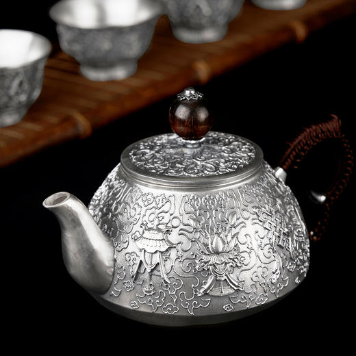 【八宝】扎西达杰-纯银茶壶提梁壶公道杯摆件茶杯摆件套装【BXYL0020417-7】【BXYL0010140】【BXYL0020449】【0010172】2010 商品图1