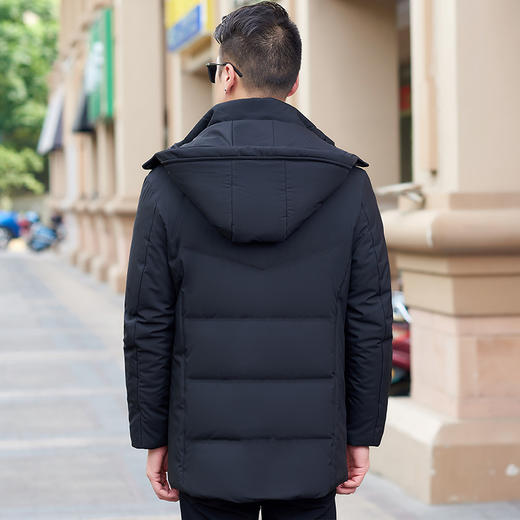 ZC-908男式爸爸装中长版立领男可脱卸帽带帽毛羽绒服冬季外套男装 商品图3