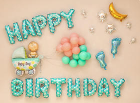 生日派对｜宝宝满月星空儿童卡通气球套餐 生日布置气球派对装饰用品