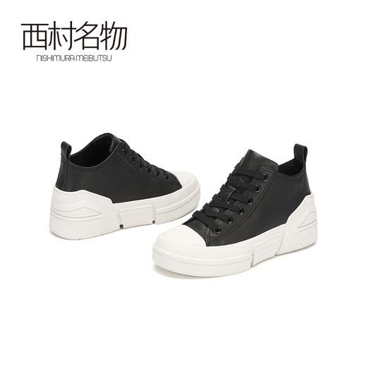 西村名物2020秋季新款小白鞋牛皮革潮流拼接时尚休闲板鞋X20CM32681 商品图4