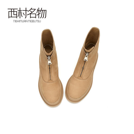 西村名物2020冬季新款牛皮女靴成型底圆头朋克风厚底鬼帝靴X20DS41691 商品图3