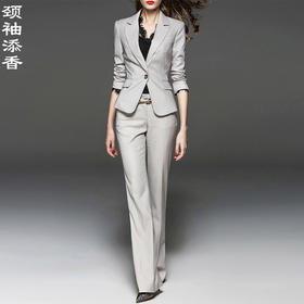 J7100029B颈袖添香气质女潮职业装小西装套装韩版时尚正装工装西服J7100029B