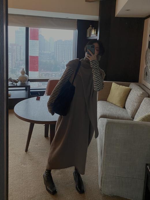 HIDEMI色织格纹厚款针织中高领弹力打底上衣 商品图5