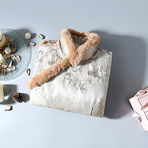 ZSM-191031浓密兔毛加绒加厚保暖中长款改良旗袍连衣裙 商品图2