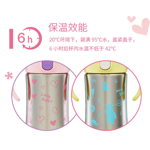 Richell利其尔儿童保温水杯防漏TLI宝宝吸管杯儿童不锈钢 商品图1