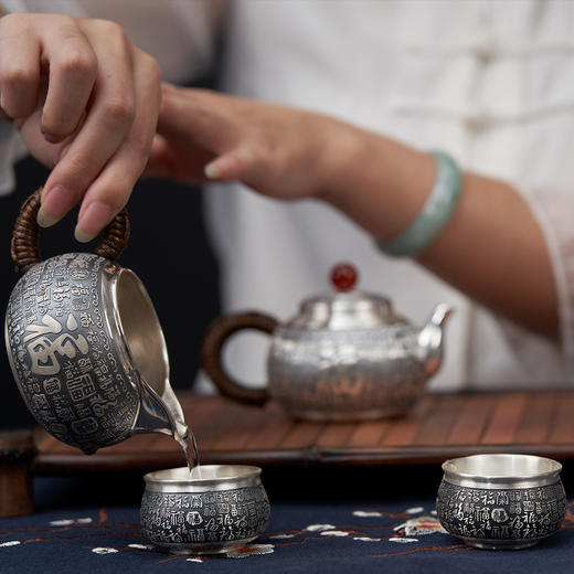 百福骈臻-纯银茶壶套装摆件【BXYL0020609】2010 商品图4