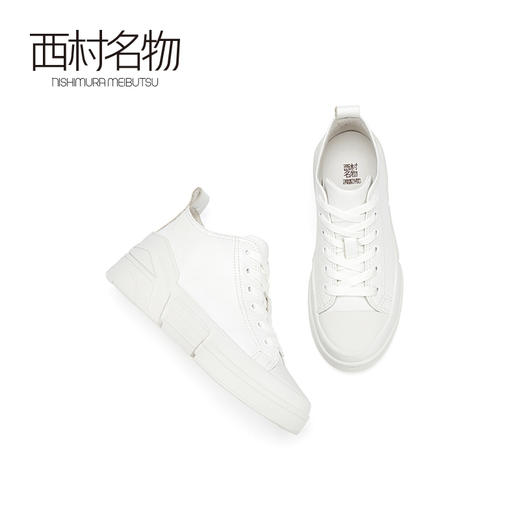 西村名物2020秋季新款小白鞋牛皮革潮流拼接时尚休闲板鞋X20CM32681 商品图3