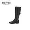 西村名物2020冬季新款气质长筒靴女牛皮圆头低跟时尚女靴X20DQ40921 商品缩略图2