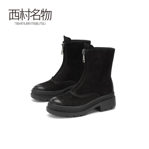 西村名物2020冬季新款牛皮女靴成型底圆头朋克风厚底鬼帝靴X20DS41691 商品图4