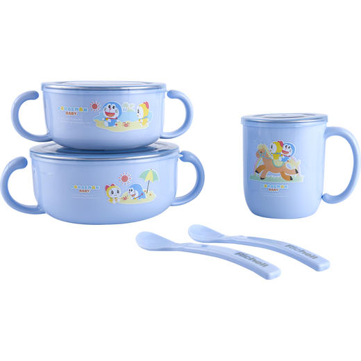 利其尔不锈钢碗分离碗 哆啦A梦双层隔热不锈钢保温儿童餐具双柄碗 商品图1