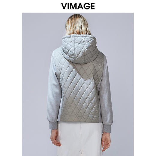 VIMAGE纬漫纪冬季新款时尚加厚保暖连帽夹棉卫衣上衣女套头V1402006 商品图3