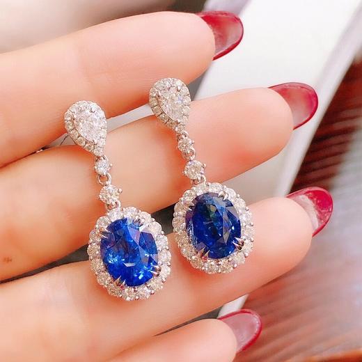 豪华蓝宝石耳坠特惠y收藏的矢车菊蓝宝石豪华耳坠罕见蓝宝石923克拉