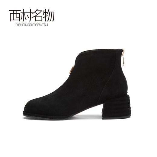 西村名物2020秋冬新款短靴羊皮绒中跟简约休闲女靴X20DS40441 商品图1