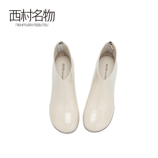 西村名物2020冬季圆头中跟牛皮革新品复古圆头马丁短靴X20DS40381 商品图1