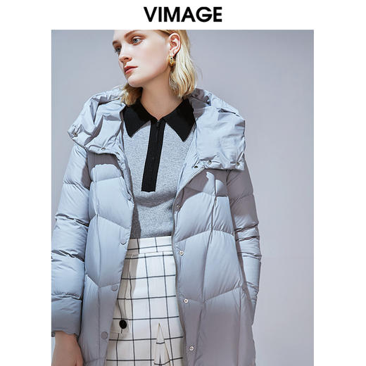 VIMAGE纬漫纪冬款时尚A版显瘦百搭加厚保暖长款羽绒服女V1411004 商品图2