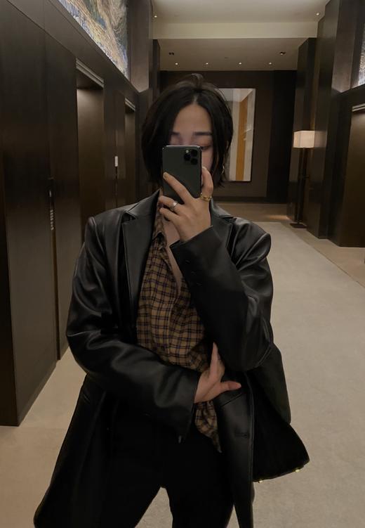 HIDEMI黑色小羊皮廓形西装 商品图8