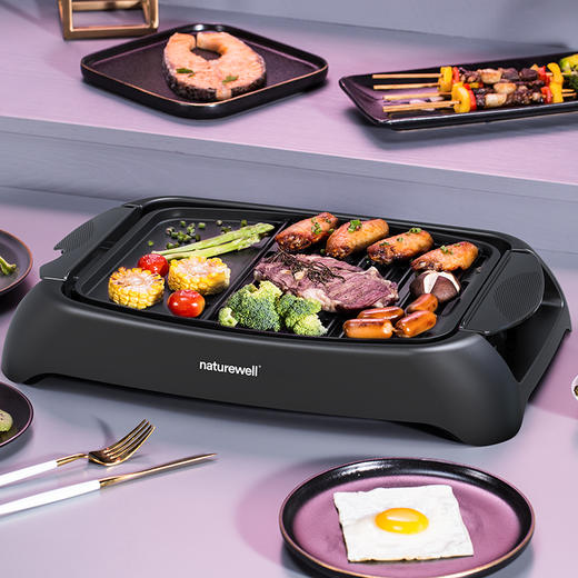 莱萃维尔电烤炉烧烤炉家用小型无烟室内不粘韩式铁板烧烤盘烤肉锅 烤肉盘 商品图10