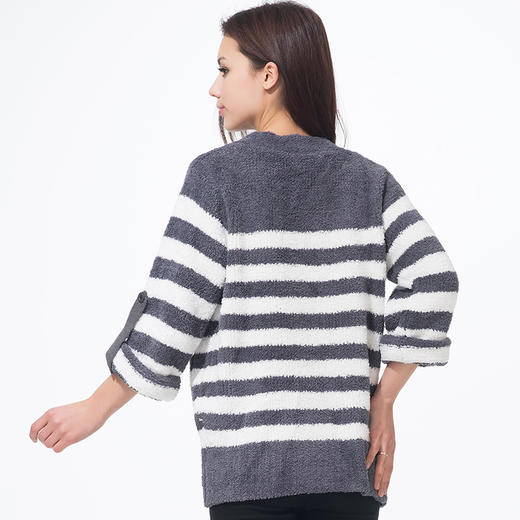 爱帝女士棉絮绒间条秋款开衫上新 商品图2