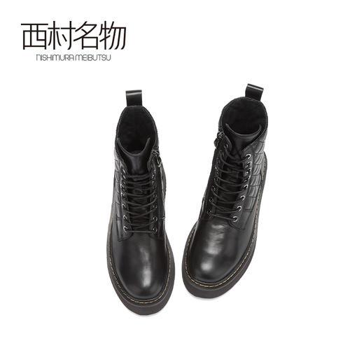 西村名物2020秋冬新款短靴女厚底朋克风系带潮流暗黑马丁靴X20DS40471 商品图1