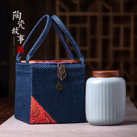 茶道配件-茶叶罐-陶瓷相思木盖茶叶罐